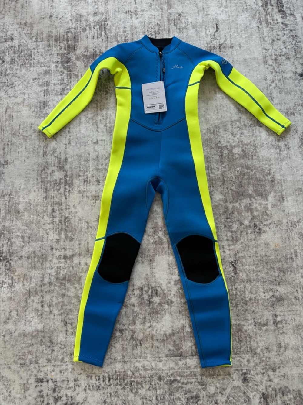 Kids Blue & Neon Yellow Full-Body Wetsuit